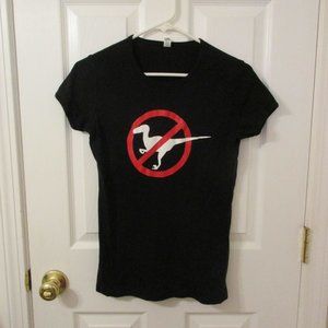 XKCD No Velociraptors Black T-Shirt (Women's M)